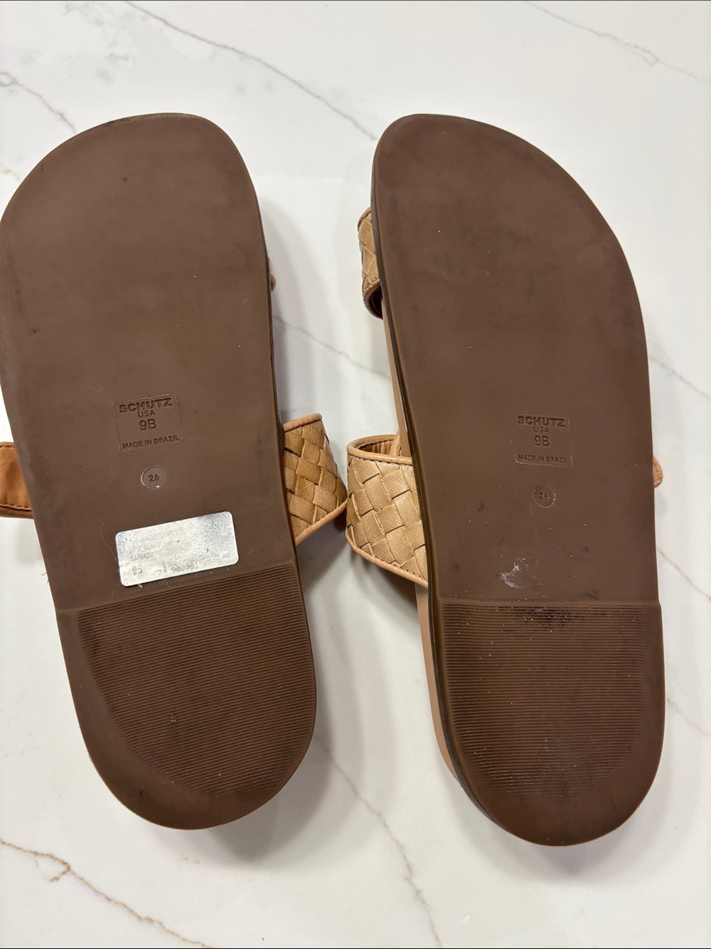 SCHUTZ Beige Woven Double-Buckle Slide Sandals - Picture 7 of 9